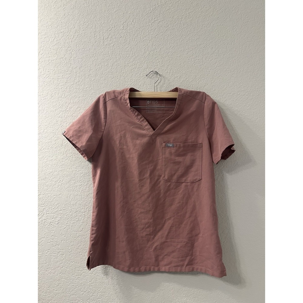 FIGS Women's Catarina Scrub Top Small Original Mauve S‎ One Pocket